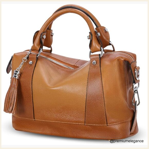 Genuine Leather Satchel Tote Bag Crossbody Shoulder Purse Medium Size